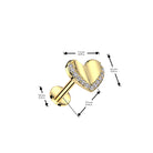 Cherry Diva Flat Back Stud 16 Gauge Internally Threaded Crystal Trim Heart Piercing Stud