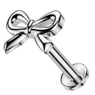 Cherry Diva Flat Back Stud 16 Gauge Internally Threaded Dainty Bow Stud