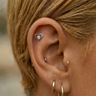 Cherry Diva Flat Back Stud 16 Gauge Internally Threaded Flat Back Crystal Heart Stud