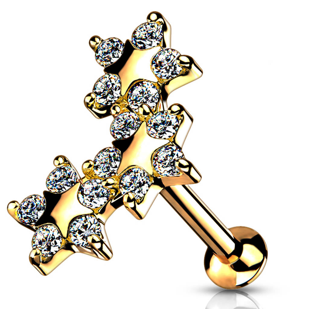 Cherry Diva Flat Back Stud 16 Gauge Internally Threaded Flat Back Crystal Star Stud