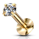 Cherry Diva Flat Back Stud 16 Gauge Internally Threaded Gem Top Stud - Gold