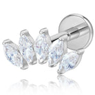 Cherry Diva Flat Back Stud 16 Gauge Internally Threaded Titanium Crystal Marquise Stud