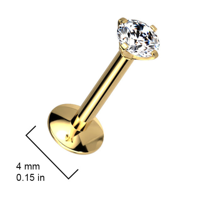 Cherry Diva Flat Back Stud 16 Gauge Internally Threaded Titanium Prong Set Crystal Stud