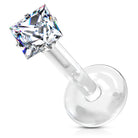 Cherry Diva Flat Back Stud 16 Gauge Prong Set Crystal Bioflex Stud for Labret & Cartilage