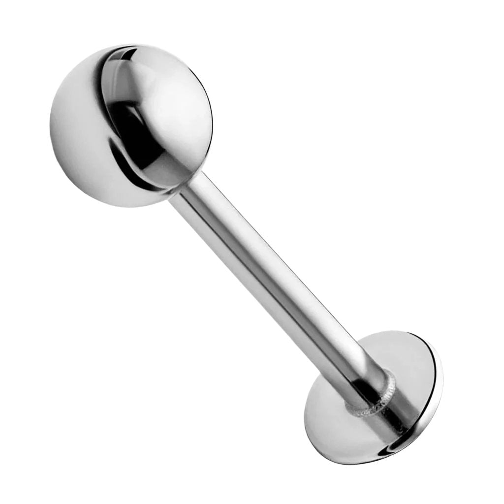 Cherry Diva Flat Back Stud 16 Gauge Silver Flat Back Ball Top Labret Stud