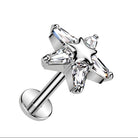 Cherry Diva Flat Back Stud 16 Gauge Threadless Silver Crystal Star Cartilage Stud