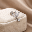 Cherry Diva Flat Back Stud 16 Gauge Threadless Titanium Dangling Crystal Flower Stud