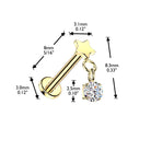 Cherry Diva Flat Back Stud 16 Gauge Threadless Titanium Dangling Crystal Star Stud