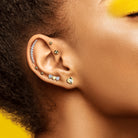 Cherry Diva Flat Back Stud 16 Gauge Threadless Titanium Faceted Crystal Heart Stud