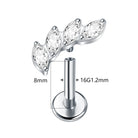 Cherry Diva Flat Back Stud 16 Gauge Titanium Crystal Marquise Stud