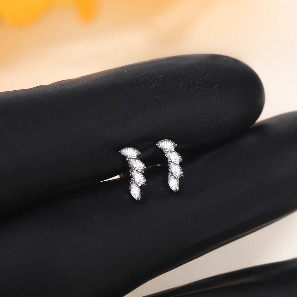 Cherry Diva Flat Back Stud 16 Gauge Titanium Crystal Marquise Stud