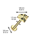 Cherry Diva Flat Back Stud 16 Gauge Titanium Flat Diamond Press Fit Labret / Cartilage Stud