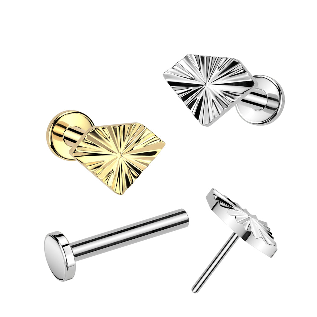 Cherry Diva Flat Back Stud 16 Gauge Titanium Flat Diamond Press Fit Labret / Cartilage Stud