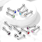 Cherry Diva Flat Back Stud 16 Gauge Titanium Internally Threaded Crystal Jewel Stud