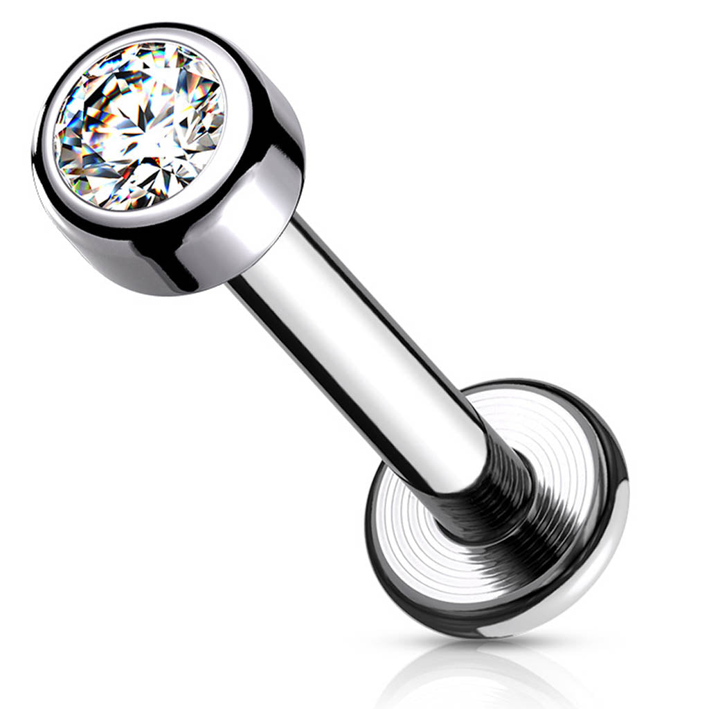 Cherry Diva Flat Back Stud 16 Gauge Titanium Internally Threaded Crystal Stud