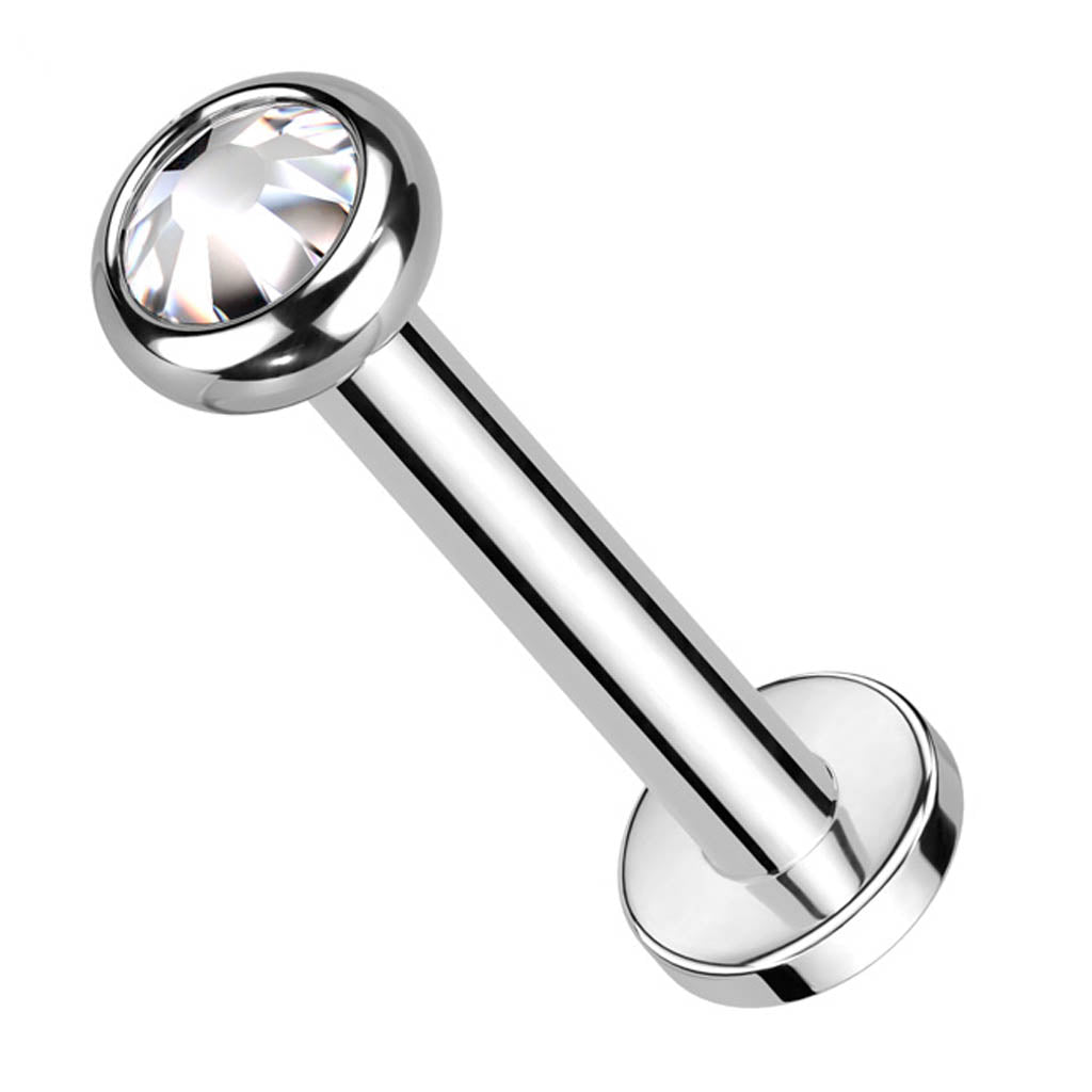 16 Gauge Internally Threaded Titanium Round Crystal Stud - Cherry Diva