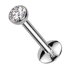 Cherry Diva Flat Back Stud 16 Gauge Titanium Internally Threaded Crystal Top Stud