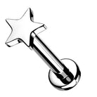 Cherry Diva Flat Back Stud 16 Gauge Titanium Internally Threaded Star Flat Back Stud