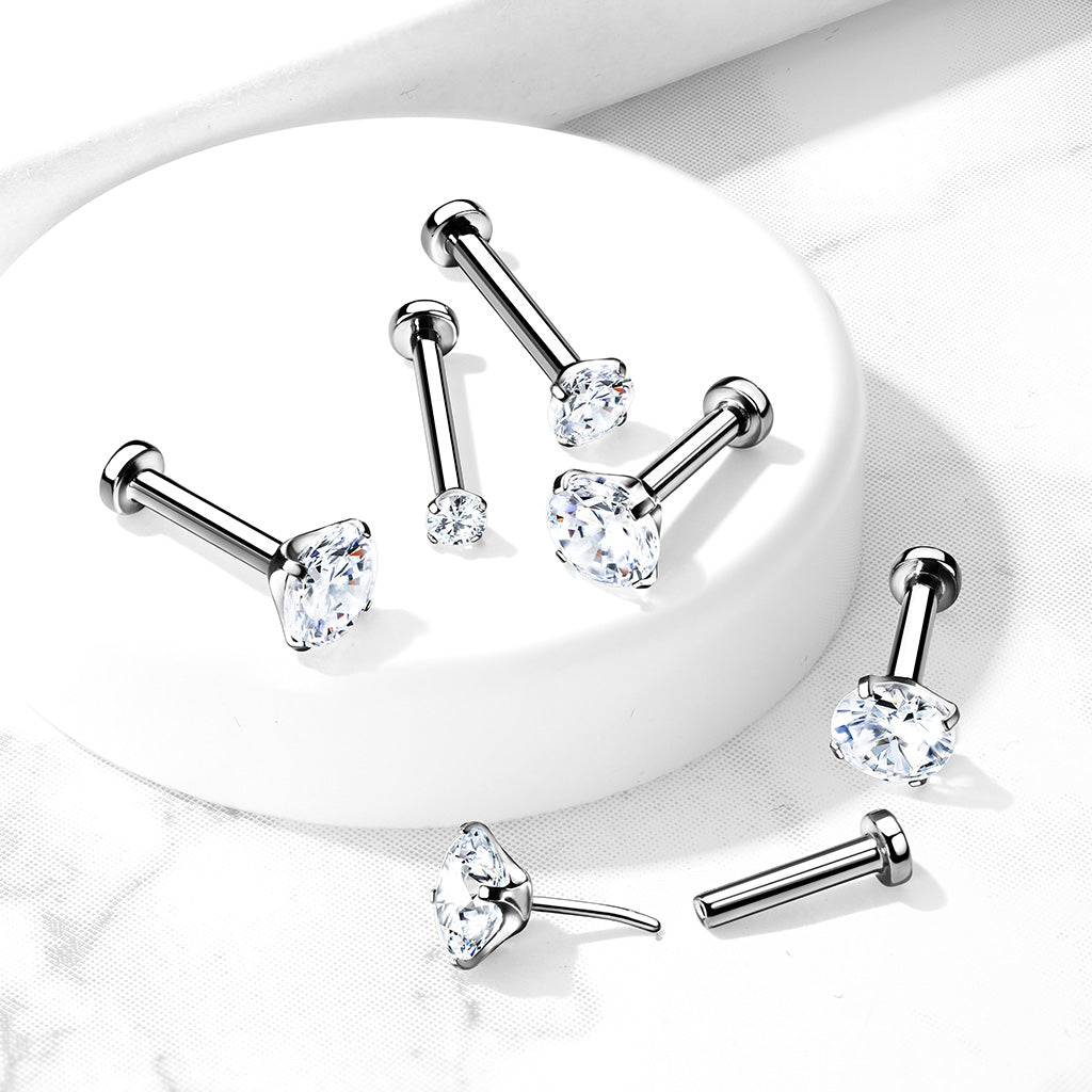 16 Gauge Titanium Press Fit Crystal Labret Stud