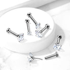 Cherry Diva Flat Back Stud 16 Gauge Titanium Press Fit Crystal Labret Stud