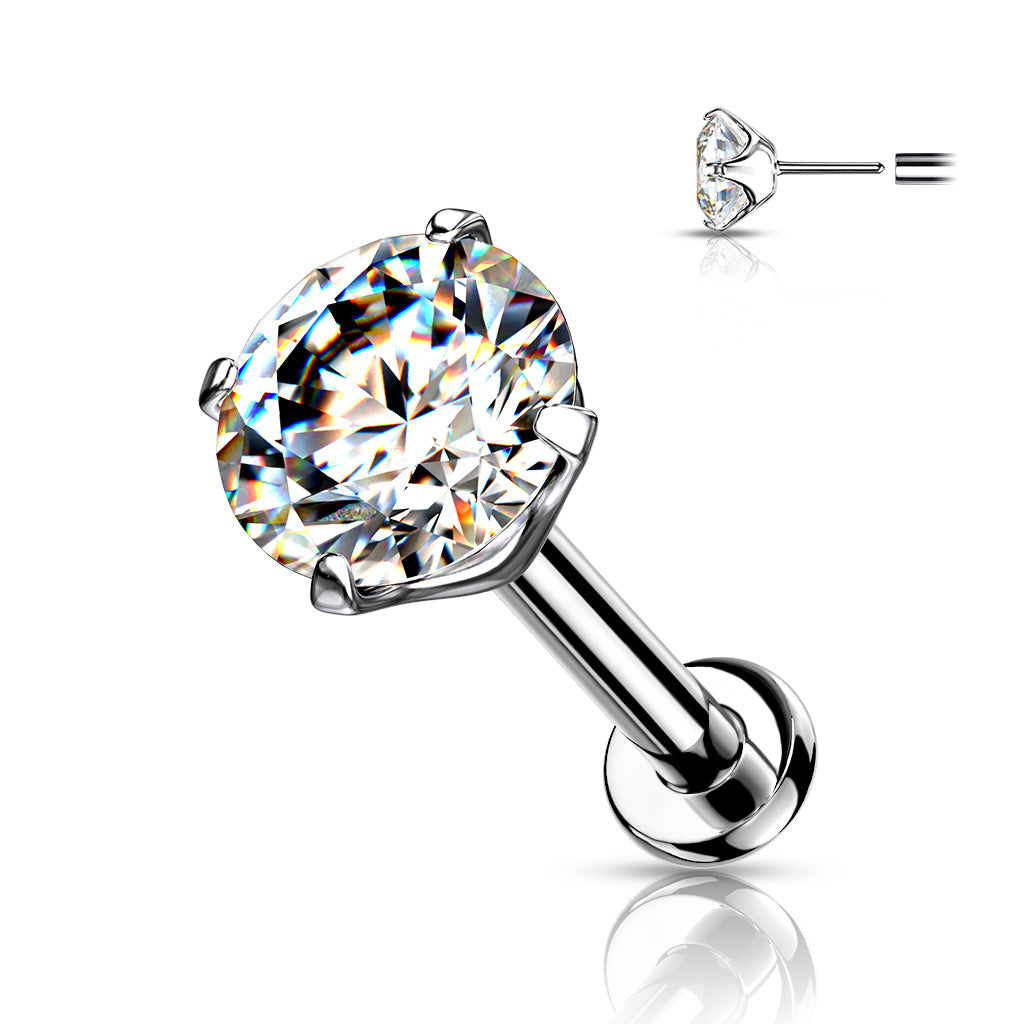 Cherry Diva Flat Back Stud 16 Gauge Titanium Press Fit Crystal Labret Stud