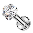 Cherry Diva Flat Back Stud 16 Gauge Titanium Prong Set Crystal Heart Stud