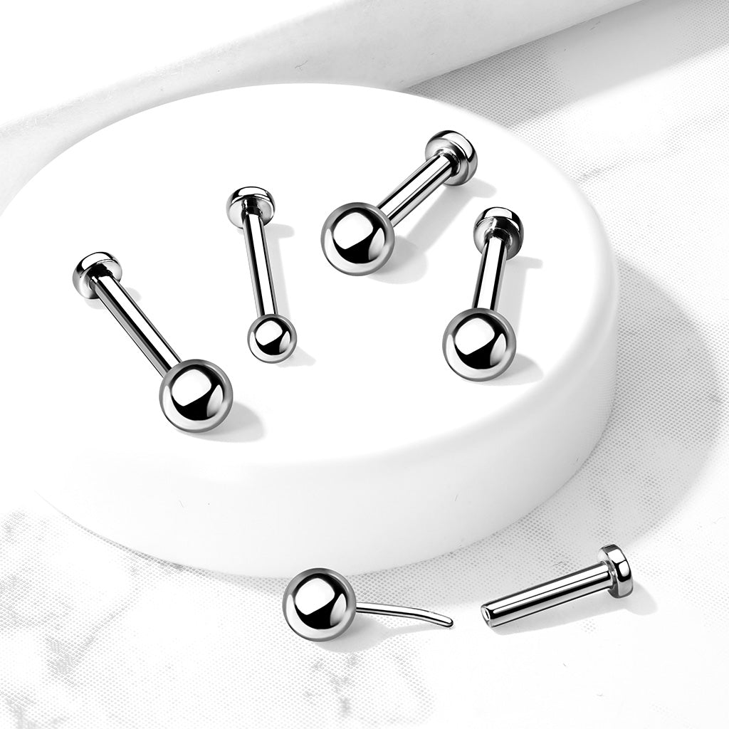 Cherry Diva Flat Back Stud 16 Gauge Titanium Push Fit Basic Ball Top / Cartilage Stud