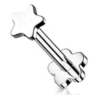Cherry Diva Flat Back Stud 16 Gauge Titanium Star Threadless Flat Back Stud