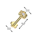 Cherry Diva Flat Back Stud 16 Gauge Titanium Threadless Crystal Flower Stud