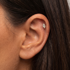 Cherry Diva Flat Back Stud 16 Gauge Titanium Threadless Crystal Marquise Stud