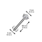 Cherry Diva Flat Back Stud 18 Gauge Titanium Press Fit Crystal Star Stud - Silver