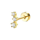 Cherry Diva Flat Back Stud 20 Gauge Gold Plated Crystal Trio Stud