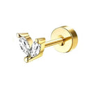 Cherry Diva Flat Back Stud 20 Gauge Gold Plated Double Crystal Stud