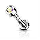 Cherry Diva Flat Back Stud Aurora 16 Gauge Titanium Internally Threaded Crystal Jewel Stud