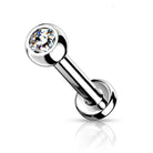 Cherry Diva Flat Back Stud Clear 16 Gauge Titanium Internally Threaded Crystal Jewel Stud