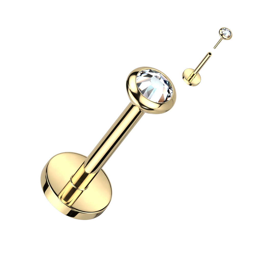 Cherry Diva Flat Back Stud Gold 16 Gauge Titanium Press Fit Crystal Top Flat Back Stud