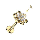 Cherry Diva Flat Back Stud Gold / 6MM 16 Gauge Flat Back Internally Threaded Crystal Flower Stud