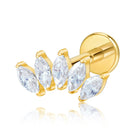 Cherry Diva Flat Back Stud Gold / 6MM 16 Gauge Internally Threaded Titanium Crystal Marquise Stud
