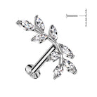 Cherry Diva Flat Back Stud Silver 16 Gauge Threadless Crystal Petal Cartilage Stud