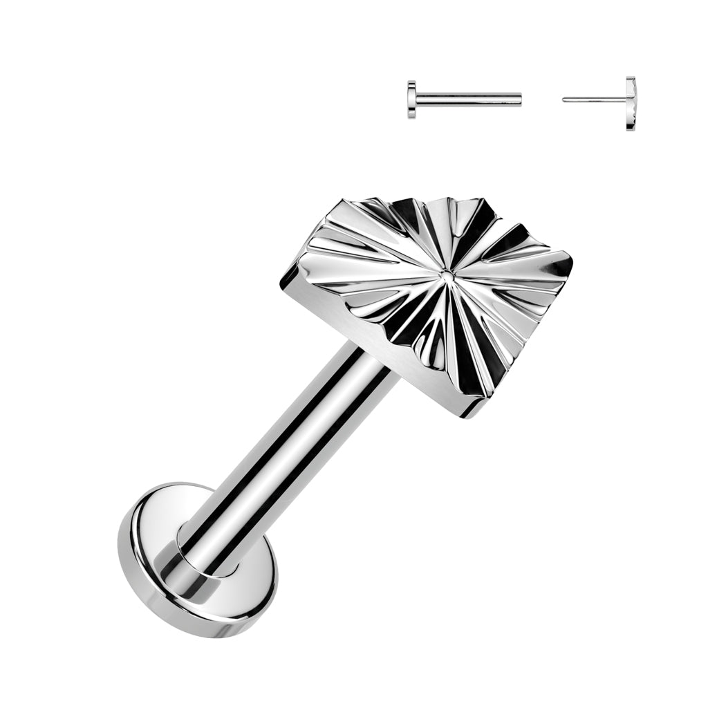 16 Gauge Titanium Threadless Flat Diamond Stud Silver
