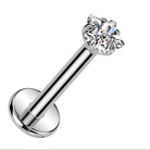 Cherry Diva Flat Back Stud Silver 16 Gauge Titanium Internally Threaded Prong Set Crystal Star Stud