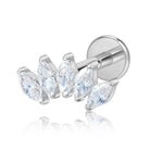 Cherry Diva Flat Back Stud Silver / 6MM 16 Gauge Internally Threaded Titanium Crystal Marquise Stud