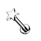 Cherry Diva Flat Back Stud Silver / 6MM 16 Gauge Internally Threaded Titanium Star Labret Stud