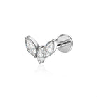 Cherry Diva Flat Back Stud Silver / 6MM 16 Gauge Internally Threaded Titanium Triple Crystal Stud