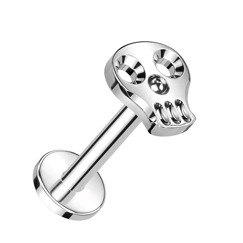 Cherry Diva Flat Back Stud Silver / 6MM 16 Gauge Titanium Internally Threaded Skull Stud