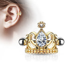 Cherry Diva Helix Cuff Gold 16 Gauge Crystal Tiara Helix Cuff