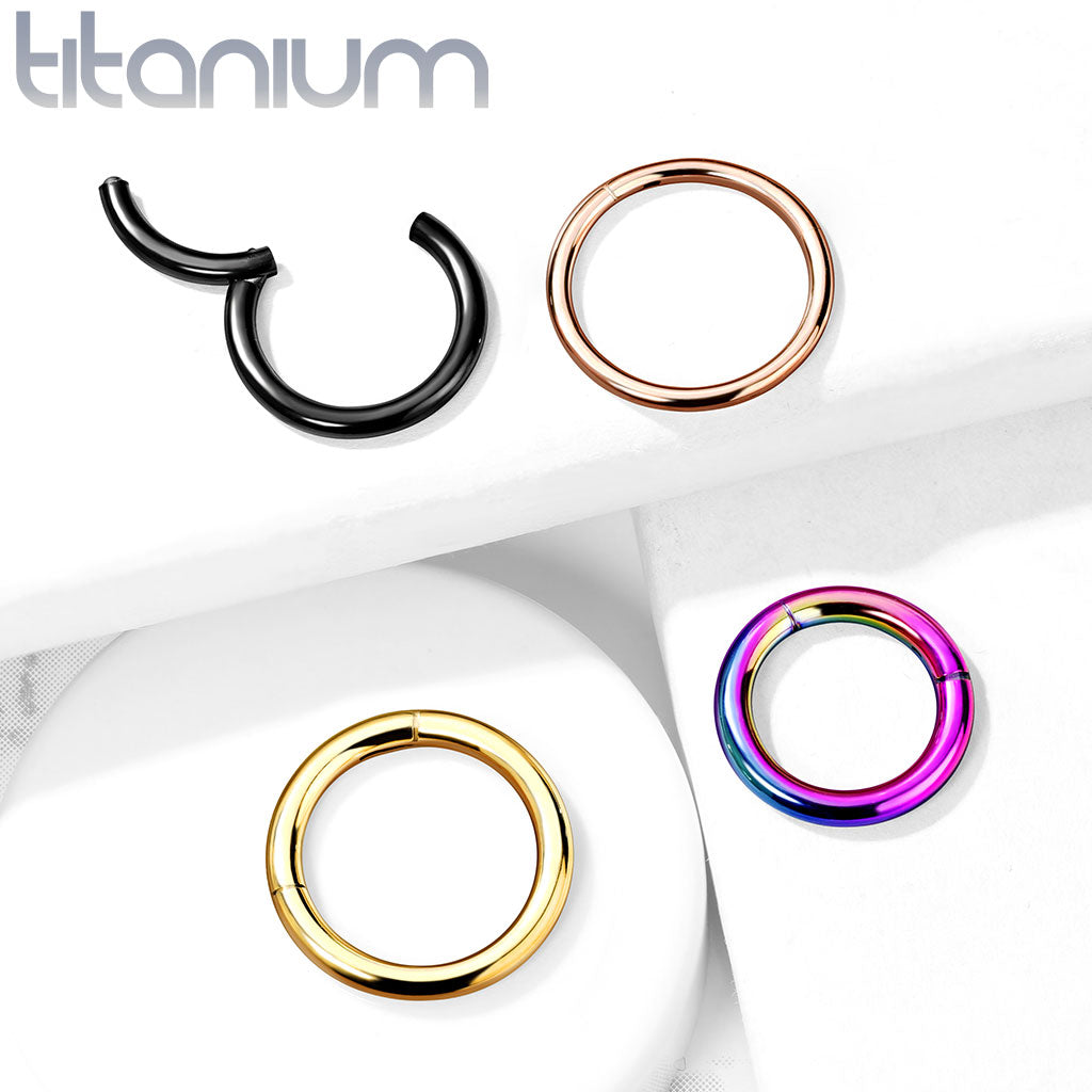 Cherry Diva Hinged Hoop Ring 14 Gauge Titanium Anodized PVD Hinged Hoop Rings