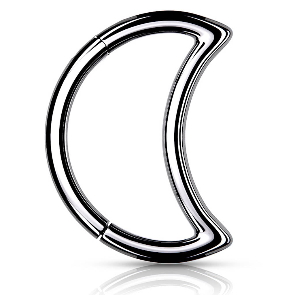 Cherry Diva Hinged Hoop Ring 16 Gauge Hinged Crescent Moon Hoop Ring