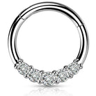 Cherry Diva Hinged Hoop Ring 16 Gauge Hinged Silver Five Crystal Hoop Ring