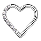 Cherry Diva Hinged Hoop Ring 16 Gauge Hypoallergenic Hinged Heart Hoop Ring